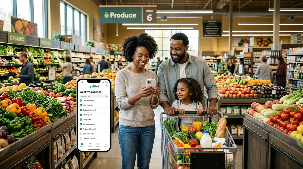 Five free grocery list apps compared on phone screens